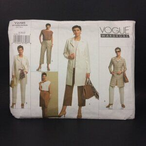 Vogue Pattern 2795 Long Jacket Skirt Top Pants Capris 8-12 Uncut May Be Petite